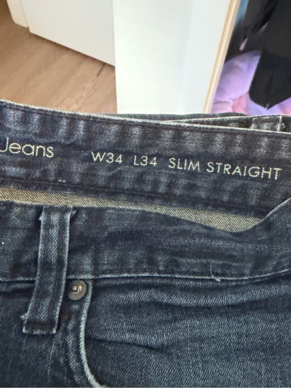 Men's Calvin Klein Dark Blue Slim Straight Jeans - 34x34 - Picture 6 of 6